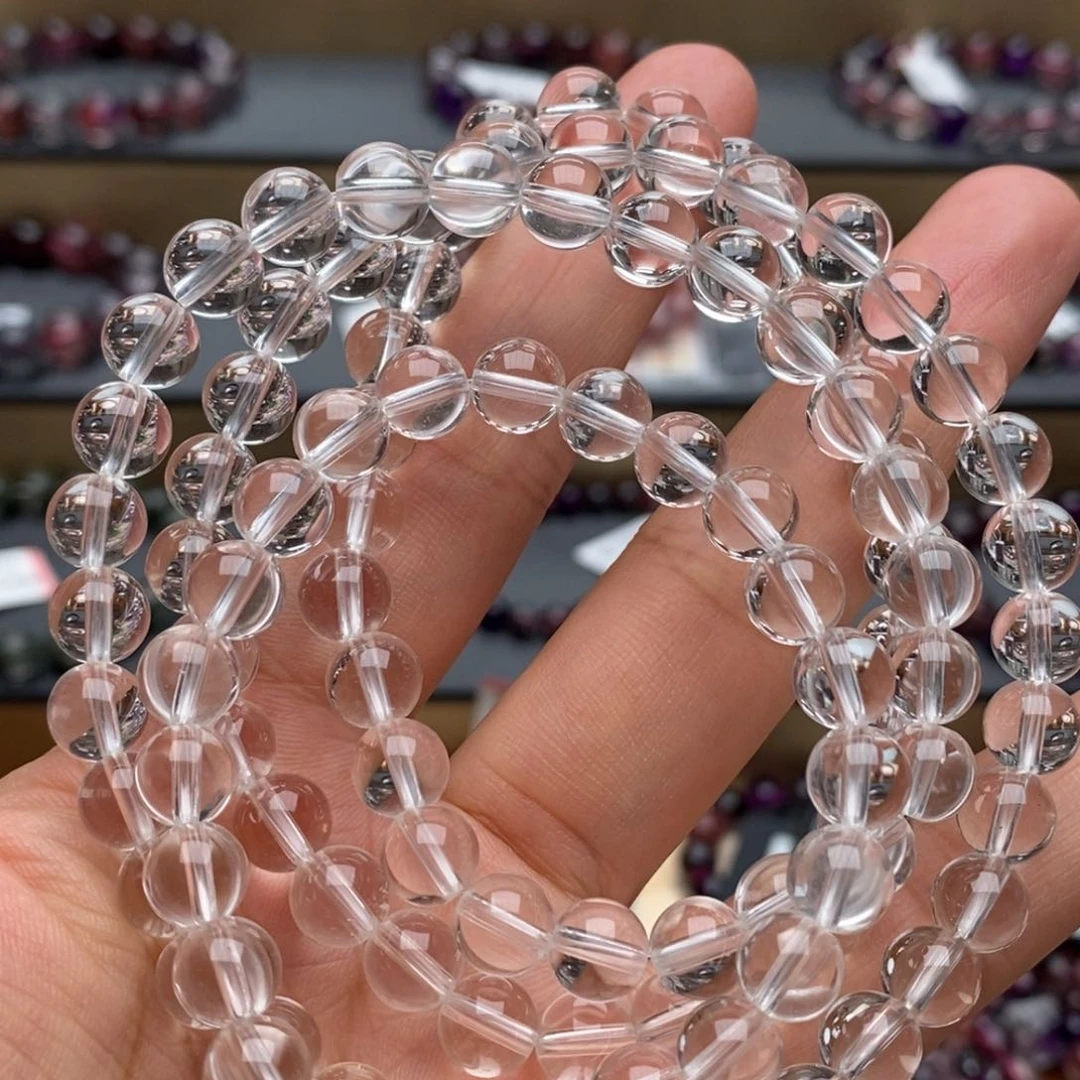 未镶嵌手链水晶白水多圈7.5