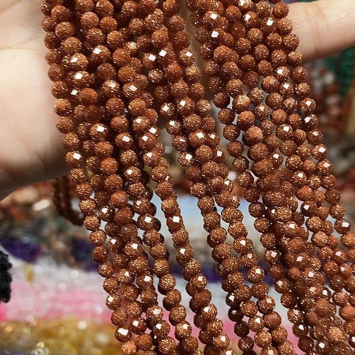 玛瑙/玉髓未镶嵌珠宝半成品金沙切面卡4mm（2条）