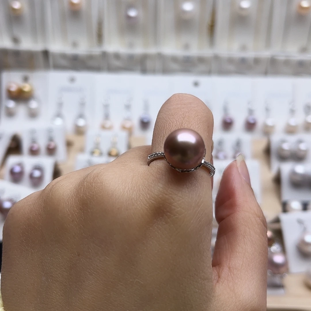 淡水珍珠银S925镶嵌戒指10.8