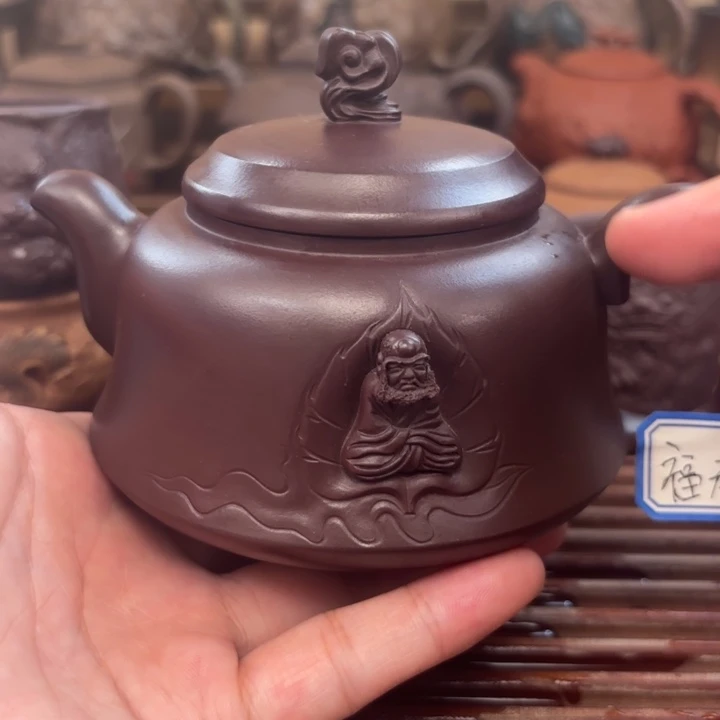 紫砂茶壶水月禅心原矿老紫泥260c