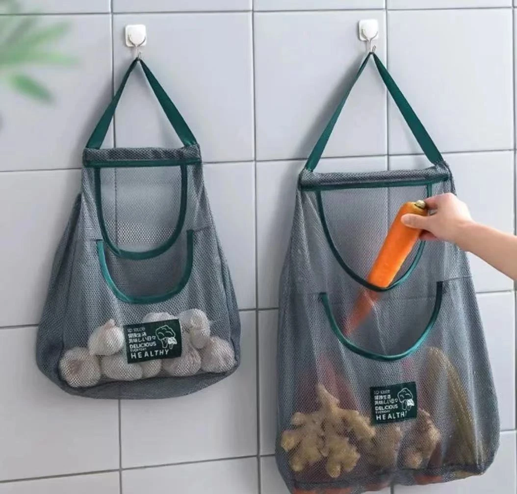 厨房多功能果蔬挂袋姜蒜收纳神器壁挂蒜头生姜