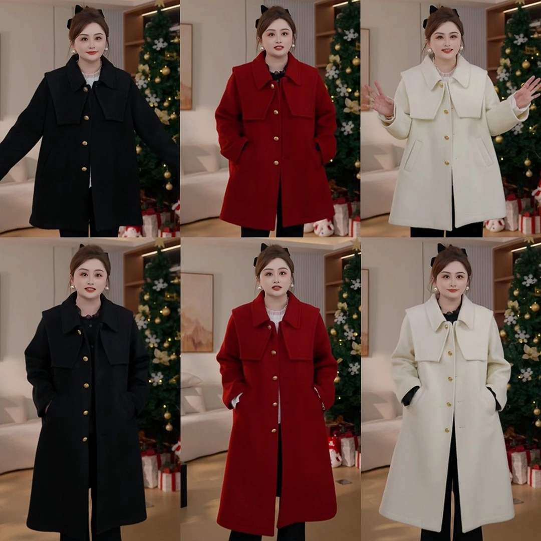 【胖佳佳】现货~冬日来信 长短款双面呢大衣冬季气质百搭H625M17681