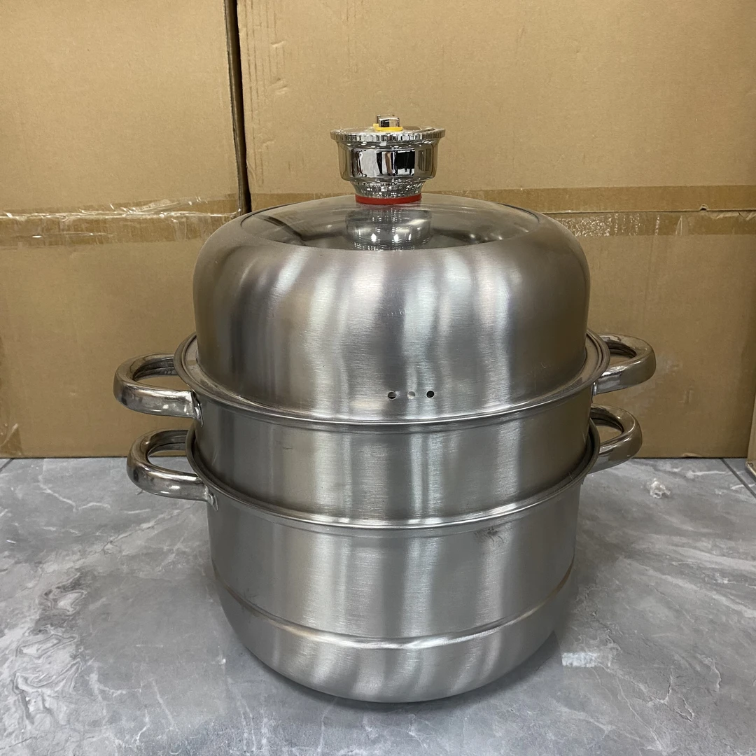 家用不锈钢定时蒸锅双层三层汤蒸锅大容量汤锅实用礼品锅-DC