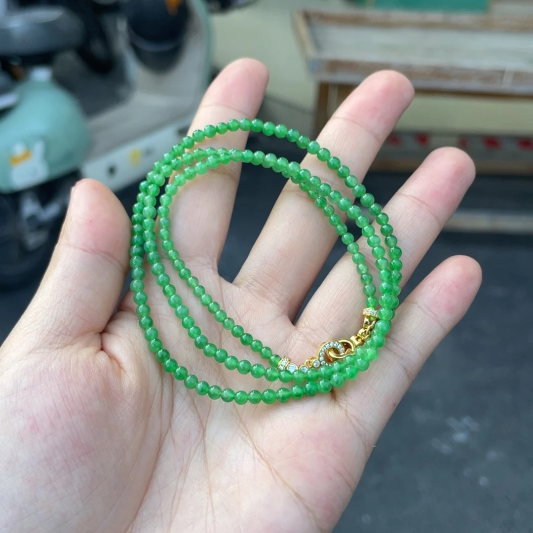 翡翠裸石阳绿小米珠