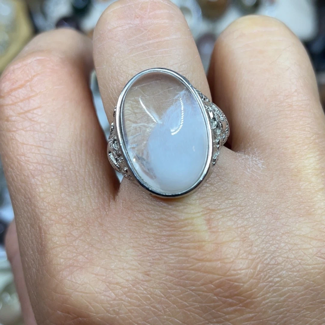 【闪购商品】银S925镶嵌珠宝半成品水晶戒指