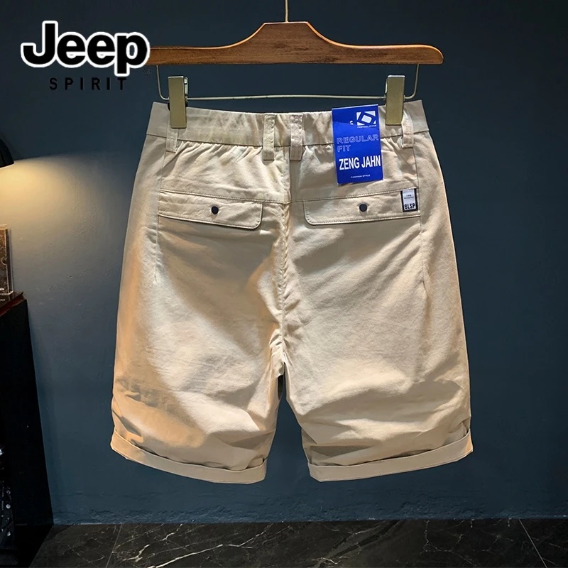 JEEPSPIRIT吉普高端短裤男夏季薄款五分裤宽松棉弹工装休闲裤子男