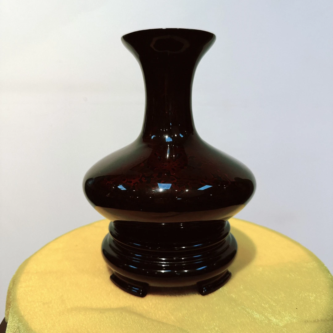 特产脱胎漆器艺匠制早期天然漆器赤宝砂大瓶麻胎