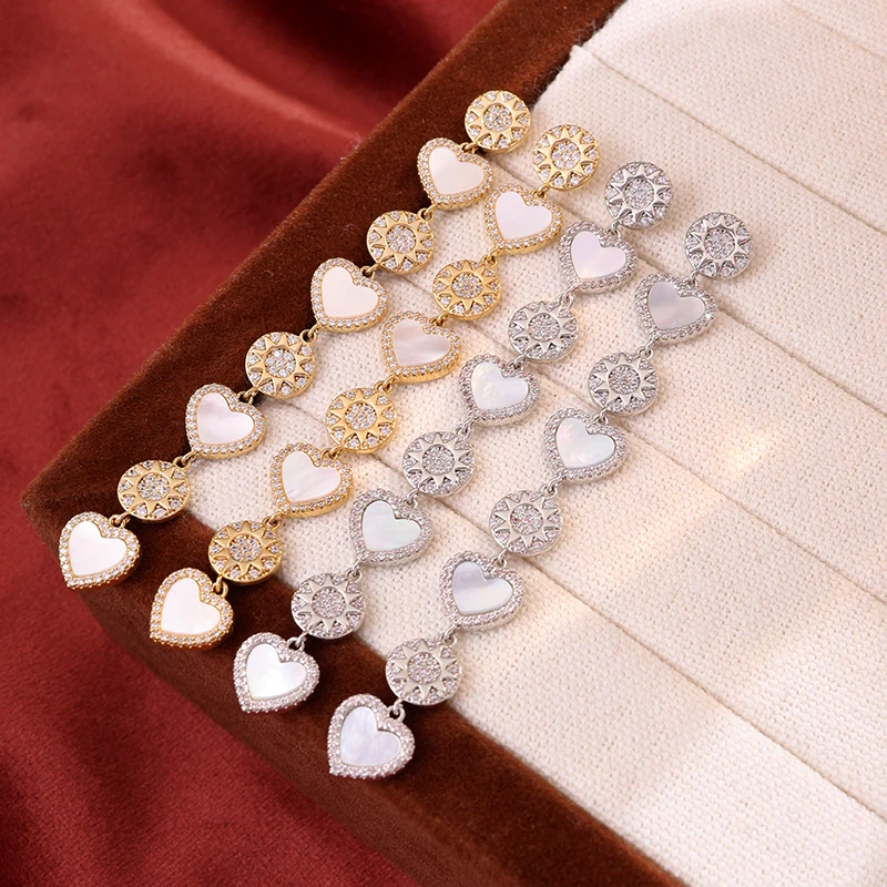 铜合金耳饰 《货号9565》八芒星爱心流苏耳环