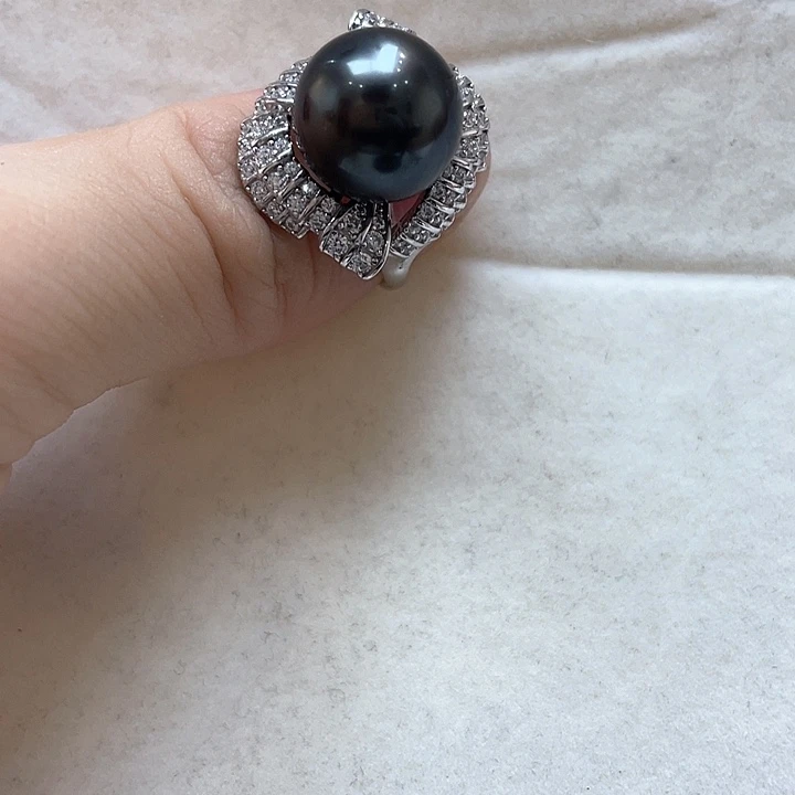 海水珍珠戒指银S925镶嵌