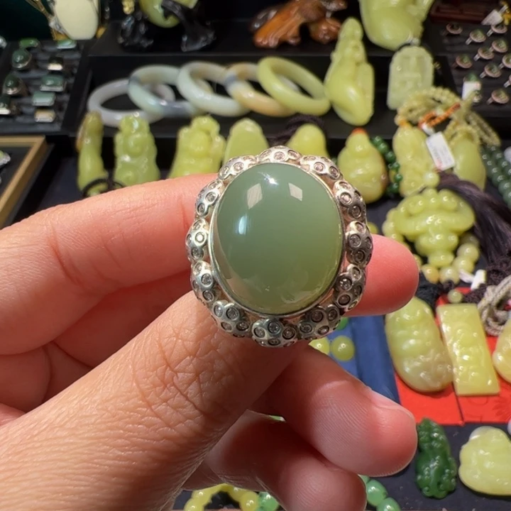 和田玉（碧玉）颈饰银S925镶嵌