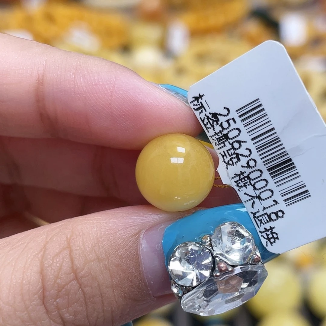 蜜蜡未镶嵌珠宝奇石10.8mm圆珠沁色