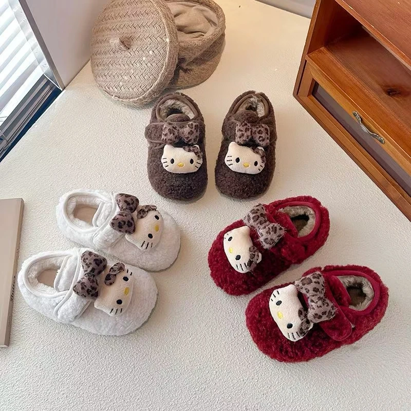 冬季新款韩版女童可爱卡通加绒防滑毛毛棉鞋9302