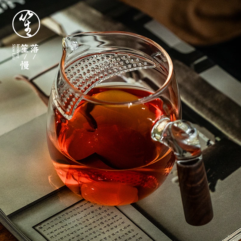 落笙月牙公道杯玻璃高档茶海分茶器茶滤网一体绿茶泡茶专用大号厚