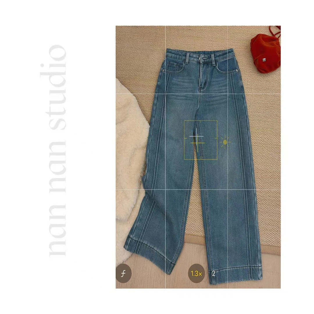 囡囡【无限回购】显瘦直腿加绒九分牛仔裤