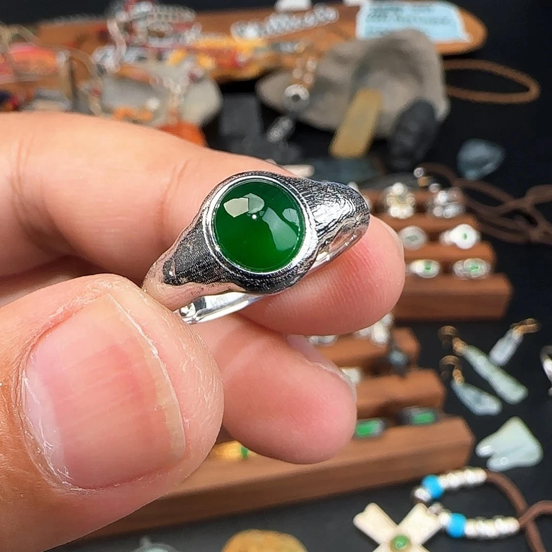 翡翠戒指18K金镶嵌C****西