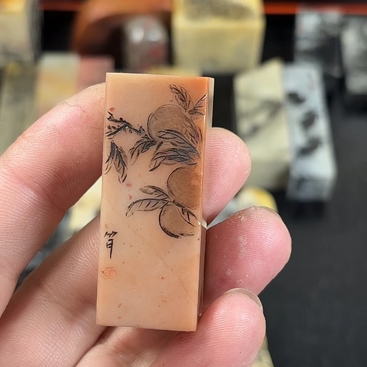 昌化石印石喵***谔众磊文化竹月刻绘