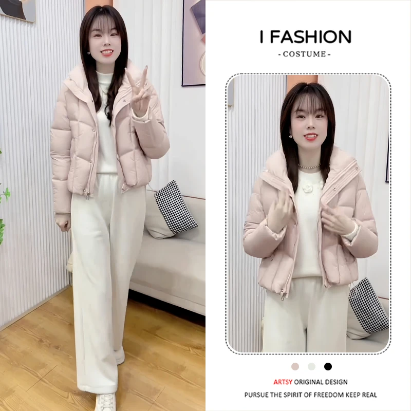 小个子时尚简约棉服外套女2025年冬季新款加厚百搭遮肉开衫上衣潮