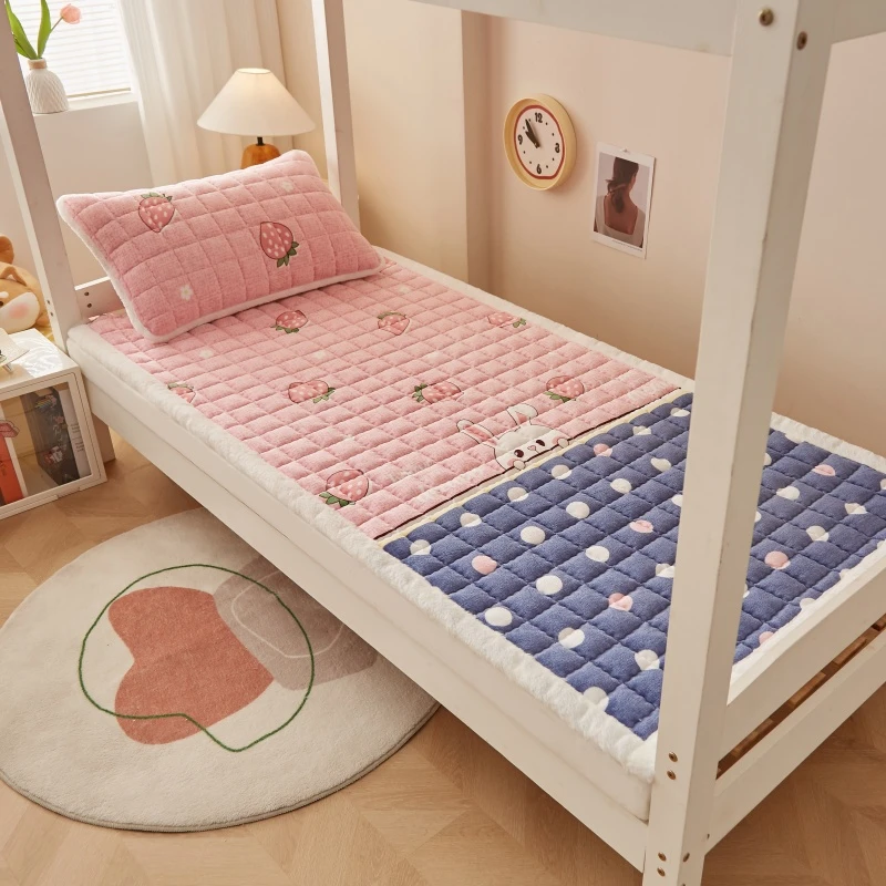 【90*200】学生单人宿舍A类加棉加厚防滑保暖牛奶绒床护垫床褥床盖