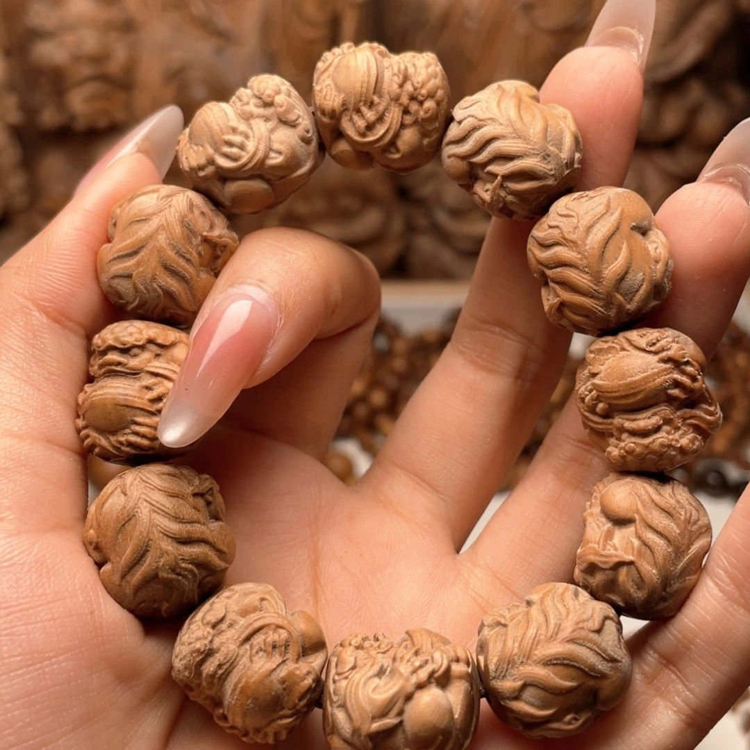 檀香木把件手串1.9