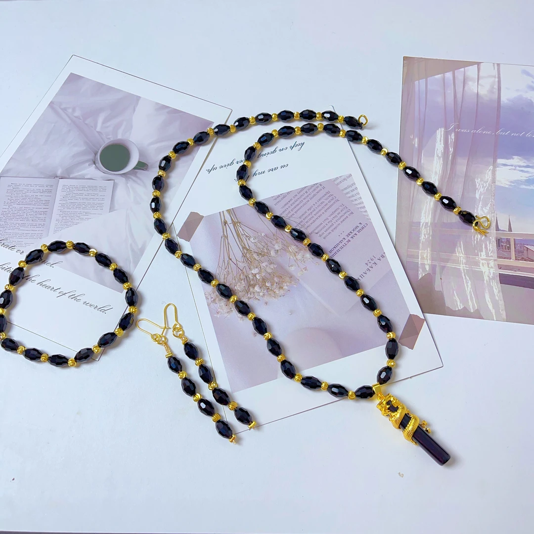 铜合金项链 302新款三件套首饰耳环项链戒指爆款白搭时尚金色