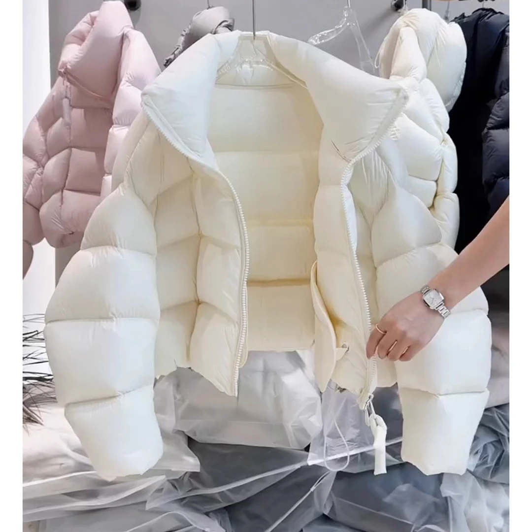 立领短款设计感女2025新款冬季独特超好看爆款小个子加厚棉服外套