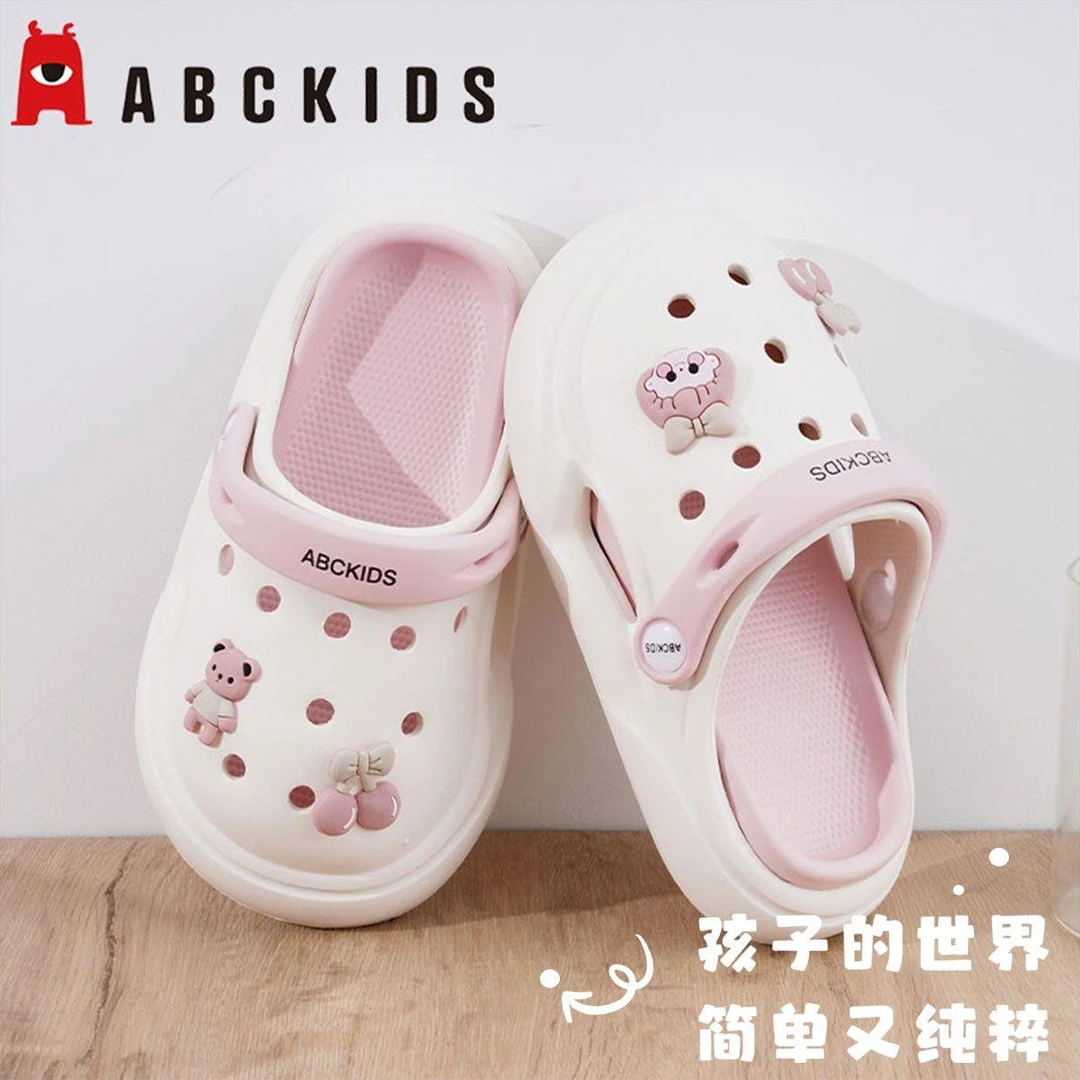 Abckids儿童洞洞鞋女童夏季新款拖鞋可爱软底外穿防滑女孩沙滩鞋