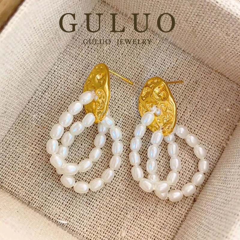 铜合金仿珍珠耳饰 韩系串珠流苏耳钉高级百搭