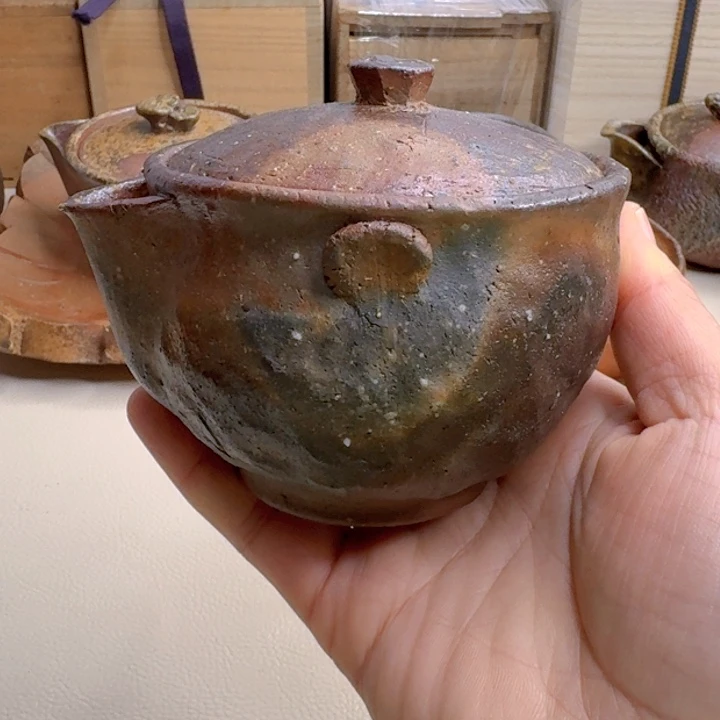 杯吕*傅备前烧，正宗土人手捻宝瓶，无附件