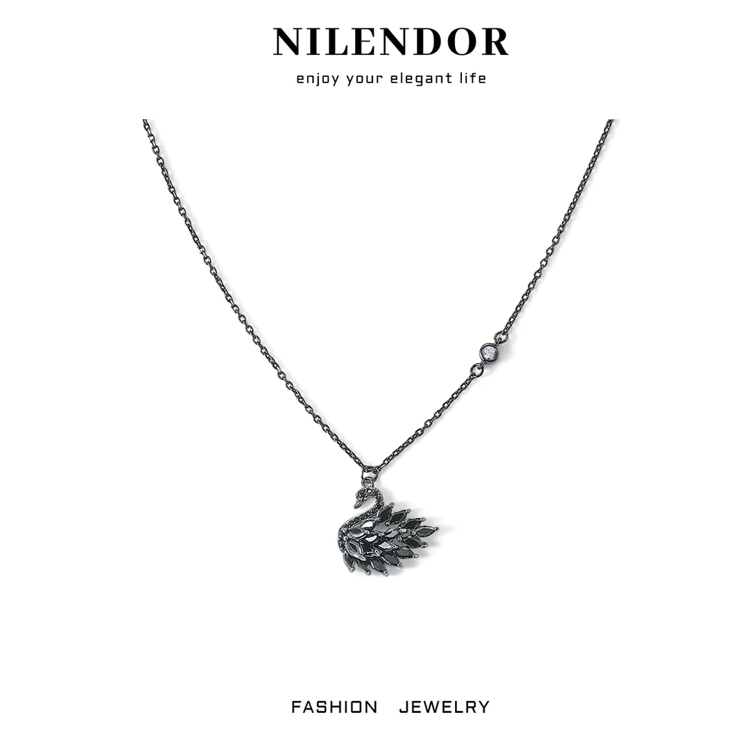 铜合金项链 XL-434时尚黑色满镶天鹅项链