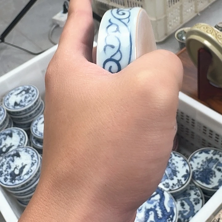 瓷片青花芭蕉盖置