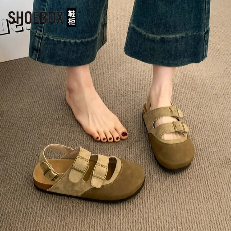 SHOEBOX鞋柜复古厚底罗马凉鞋女新款夏季女鞋百搭超火勃肯凉拖鞋