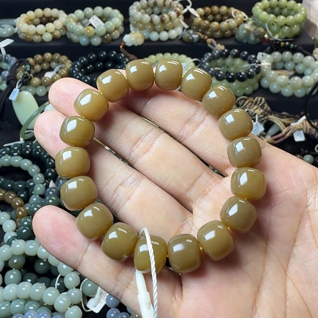 手链未镶嵌和田玉且末糖卡12 一物一证 NGTC国检