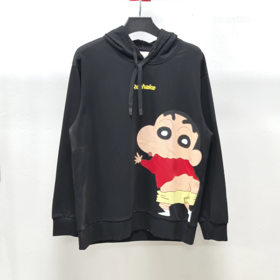 联名款时尚潮流印花连帽黑色套头男士卫衣