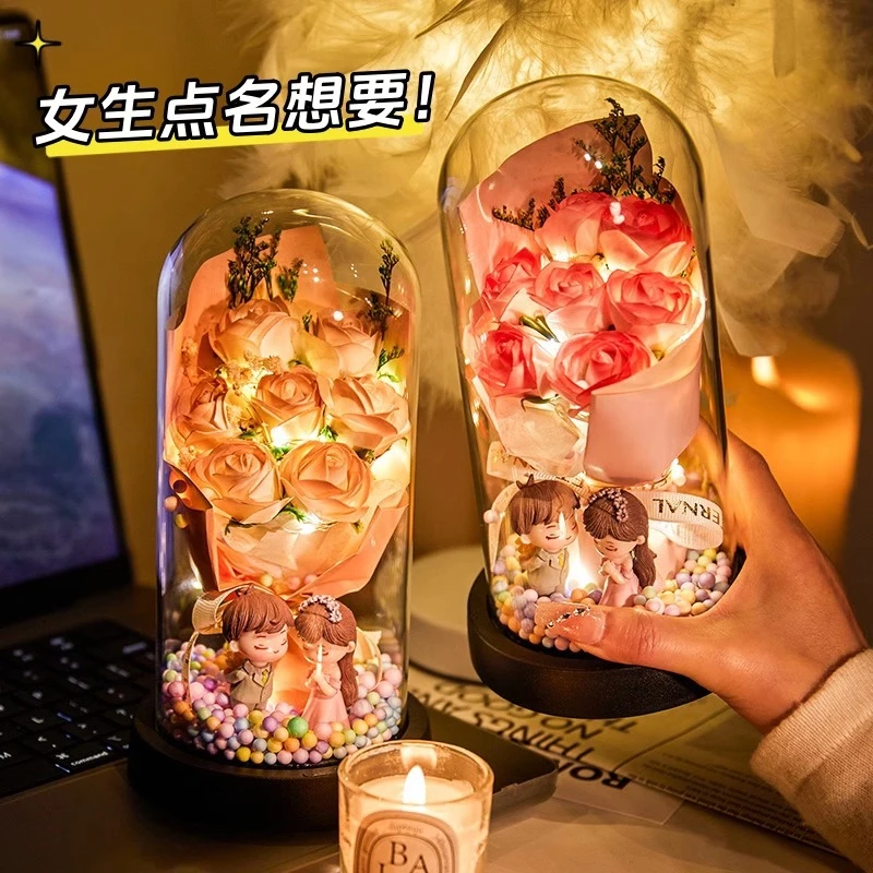 七夕情人节礼物送女朋友永生花女生老婆生日玫瑰花束浪漫表白礼盒