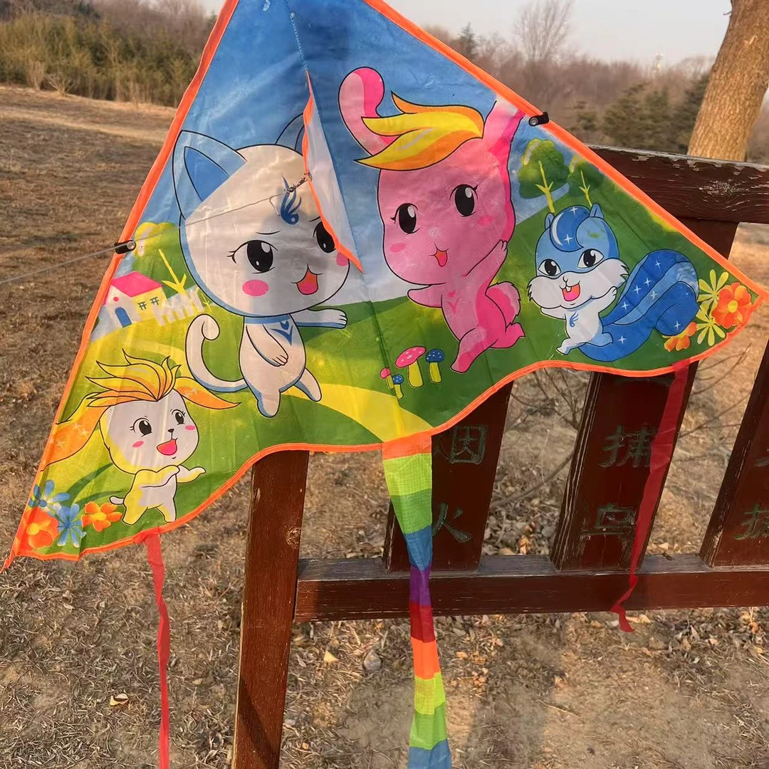 100*55*70CM拍一发二潍坊儿童卡通风筝三角弯边设计户外亲子玩具