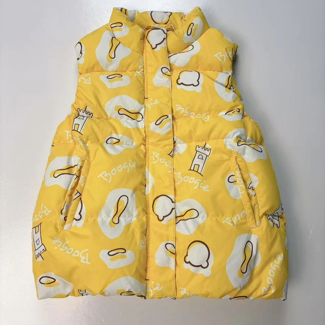 卜吉熊新款男女童装轻奢加厚保暖气质时尚洋气满印羽绒马甲（063）