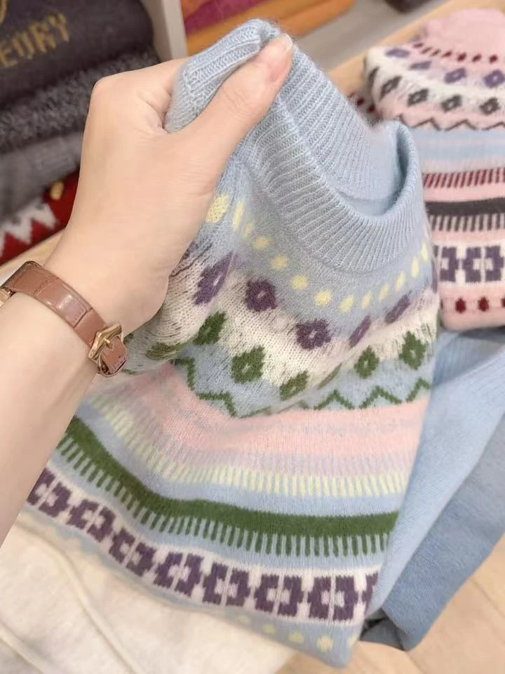 A5七言家  巨好看！二色 织花费尔岛提花毛衣1