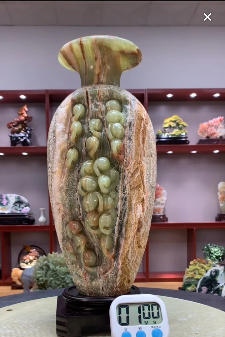 8177家居装饰摆件玉石雕刻电视柜玄关新中式创意书房山水花鸟白菜