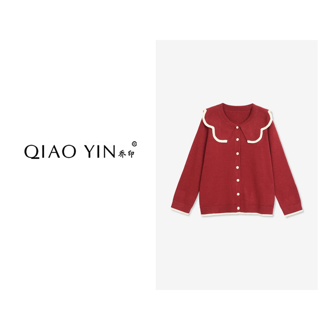 QIAO YIN"开衫“时尚百搭气质款秋长袖针织开衫QY28405
