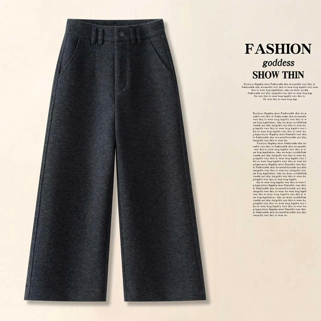 （在仓发货+运费险）1698冬季毛呢阔腿裤高腰加厚休闲九分直筒裤