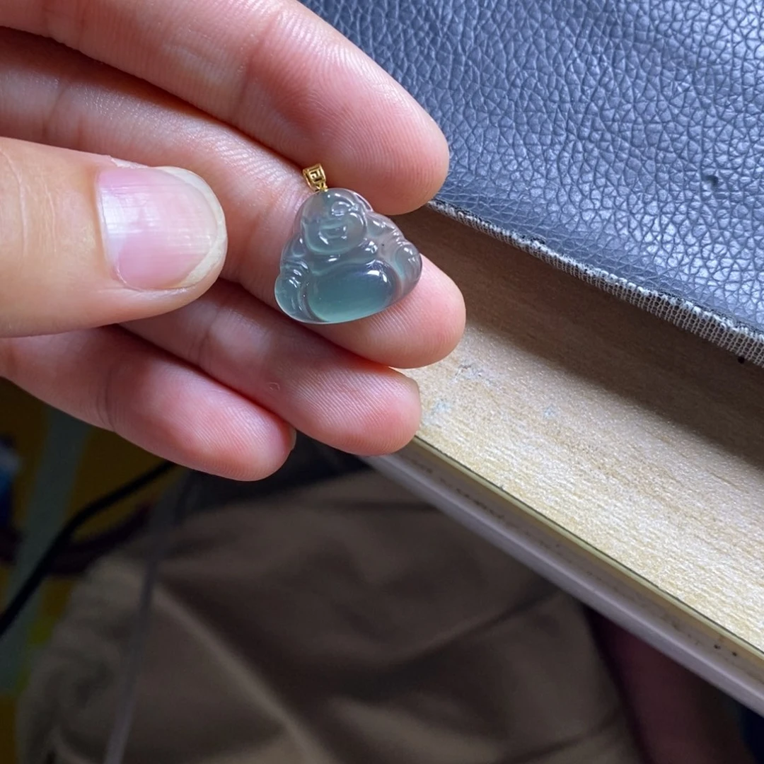 翡翠18K金镶嵌吊坠(不含链)?**?