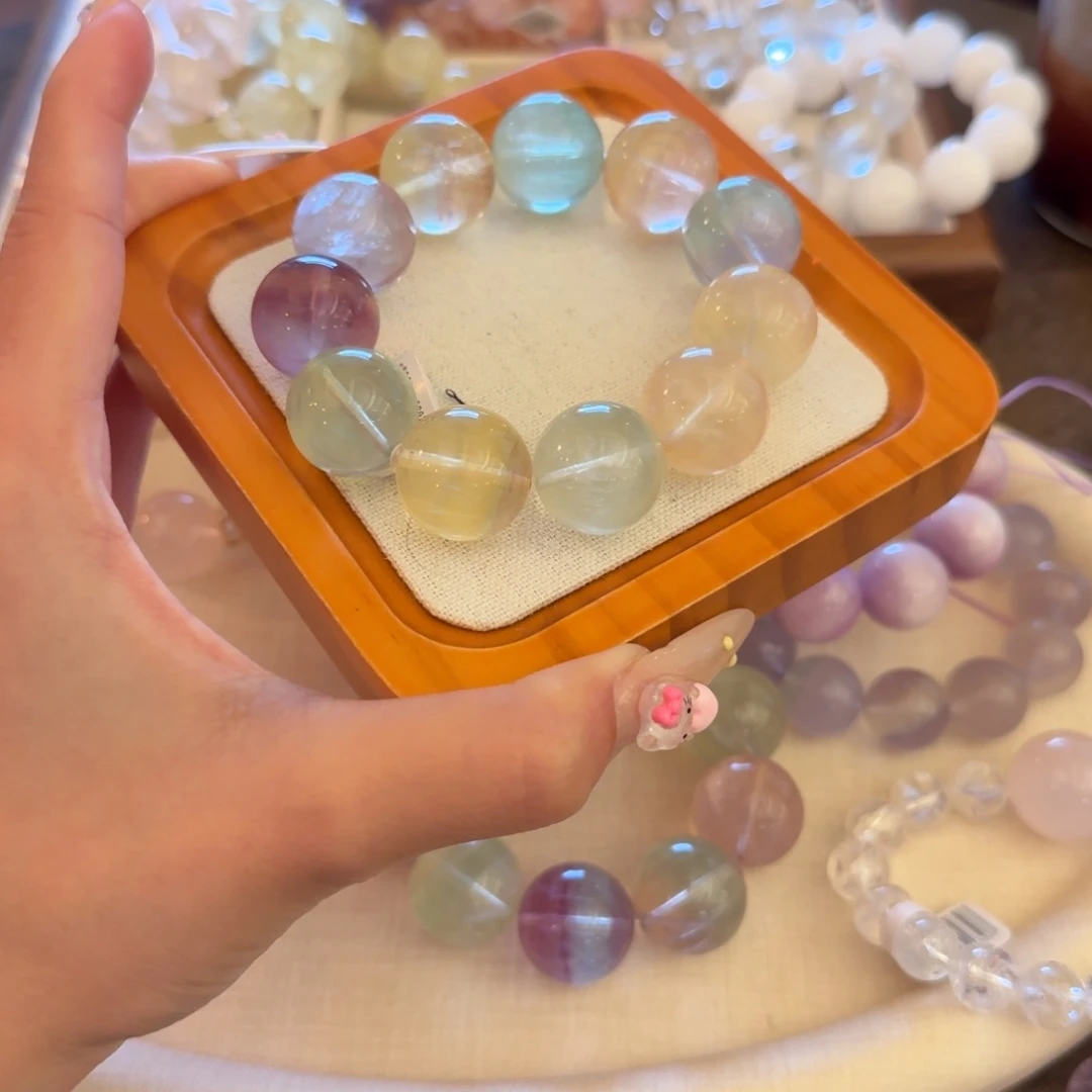 水晶手链未镶嵌咖**袋马克龙莹石