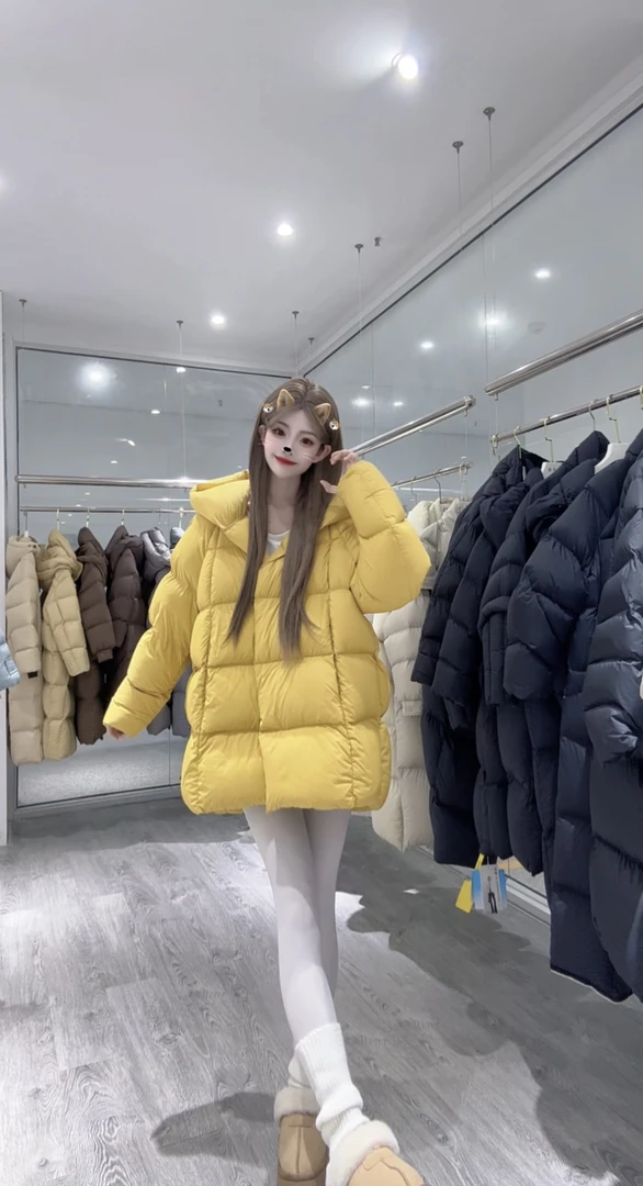 轻奢柔软鹅绒蓬松中长款泡芙羽绒服冬季高定款 A611D