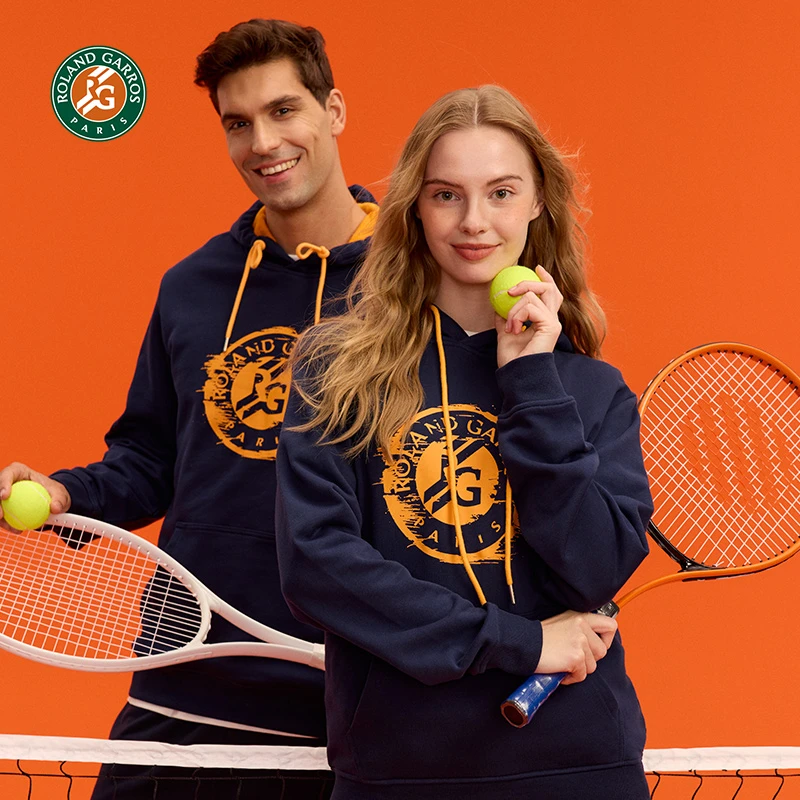 罗兰加洛斯法网连帽长袖时尚卫衣女2024新款休闲百搭套头上衣