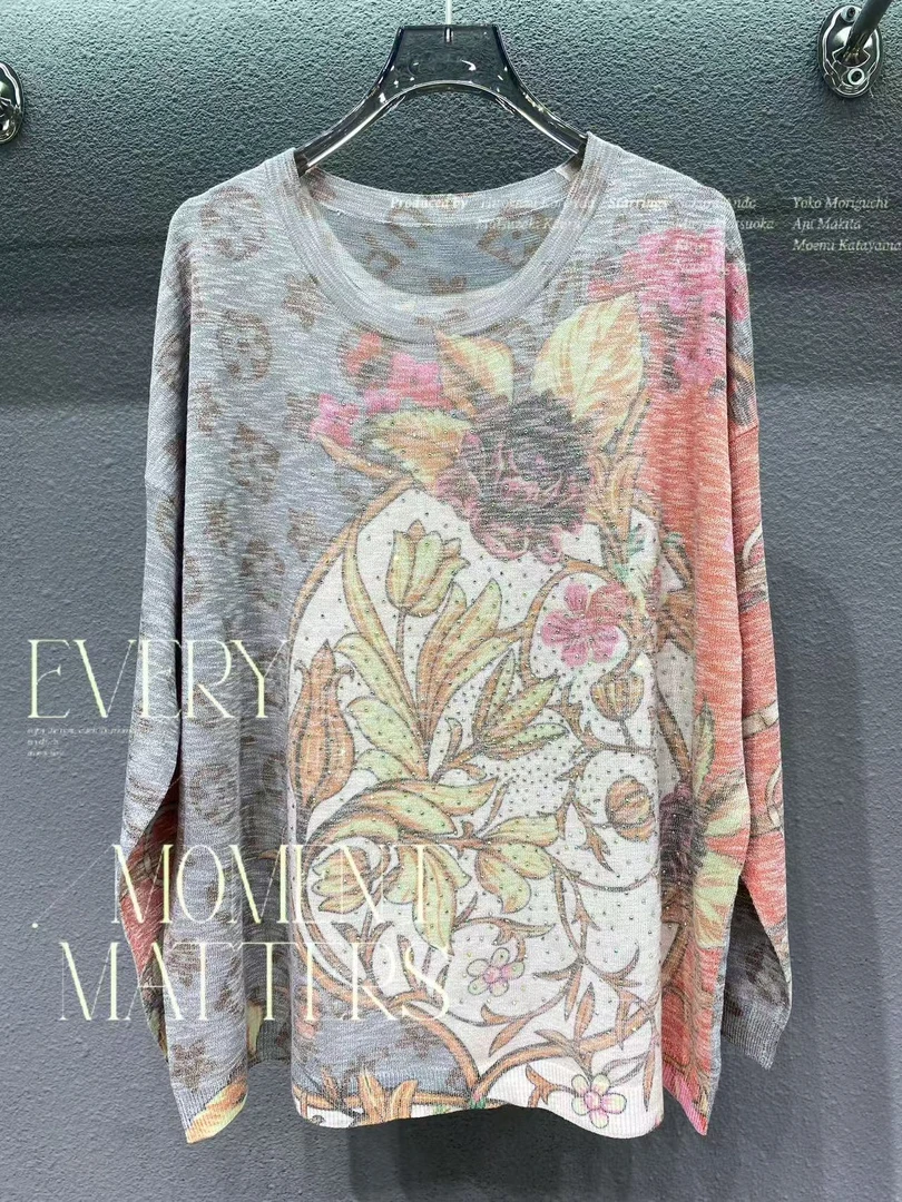 072-复古花卉丨高品质套头针织衫