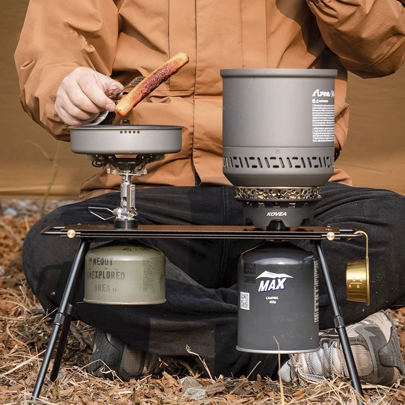 柯曼双炉头IGT桌轻量户外便携BKZ06摩旅小桌板自驾游扁气炉头桌