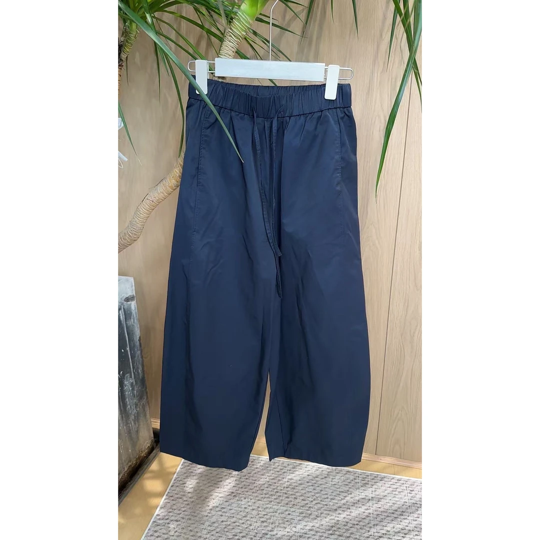 夏季新款韩版时尚松紧腰抽绳宽松显瘦百搭直筒阔腿休闲裤 A9040