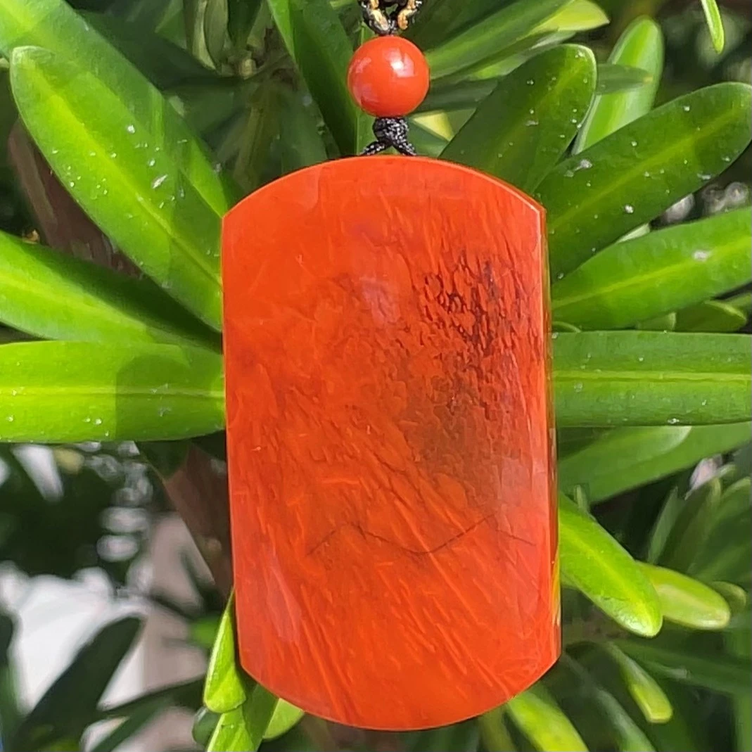 南红玛瑙大尺寸高品平安无事牌火焰意境男女款吊坠本命年方牌挂坠