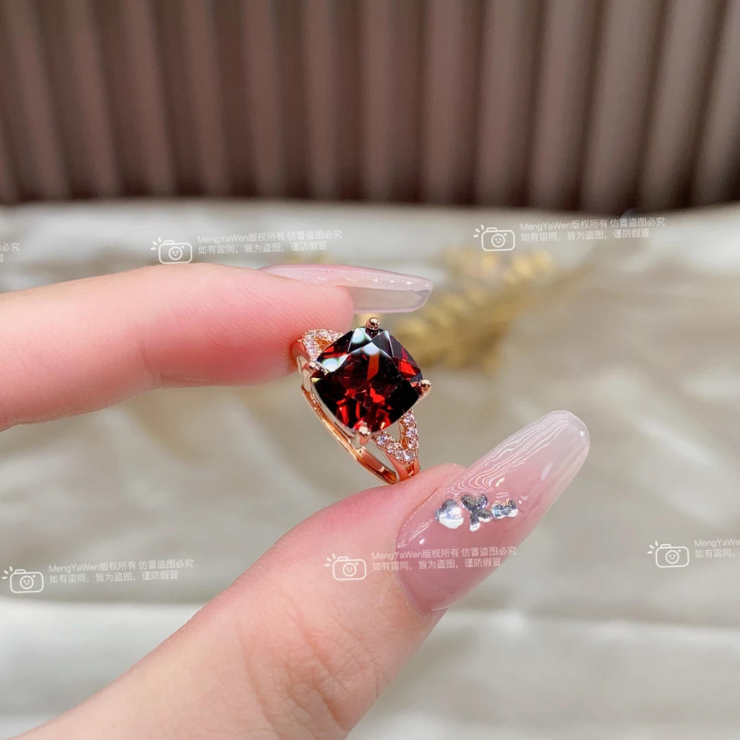 新品戒指 新品戒指【双禧】10x10mm石榴红方糖戒指k1312