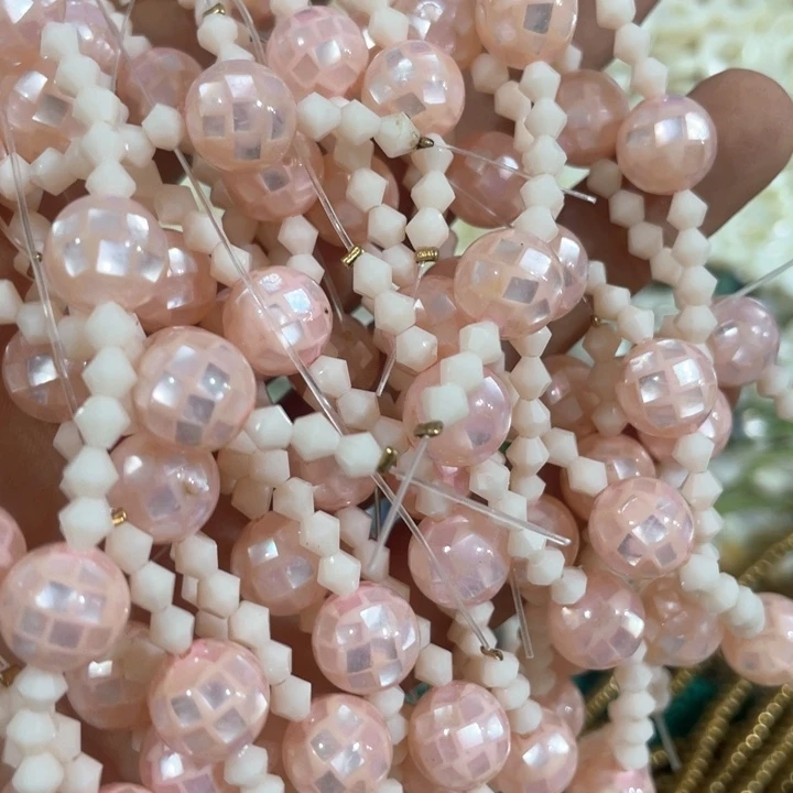 贝壳非金属4颗10mm粉色华珍珠